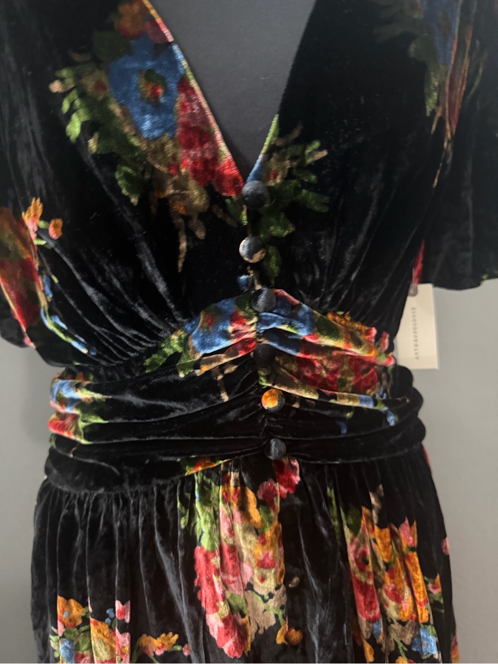 NWT Anthropologie Katerina Button Front Velvet Floral Whimsygoth Maxi Dress Med - Picture 3 of 10